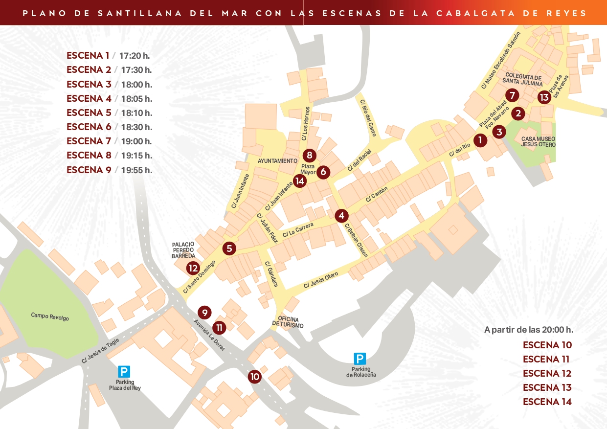 Horarios y localizaciones de las escenas de la Cabalgata de Reyes de Santillana del Mar